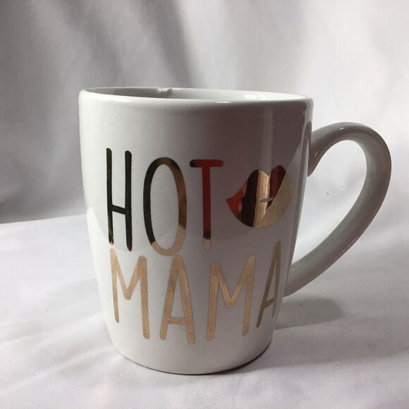 Hot Mama Lips American Atelier Coffee 12 Oz L Mug  Gold Lettering Kiss - Picture 5 of 9